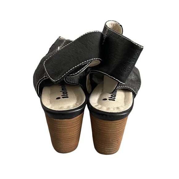 ITALMODA Leather Sling Back Open Toe Sandals Shoes Heel Floral Design Black 41 - Picture 8 of 12